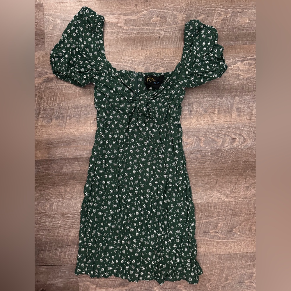 Blue Life Green Floral Mini Dress Size XSmall extra small